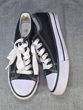 Black Canvas Platform Sneakers